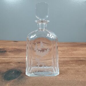 Vintage Etched Crystal Decanter Romeo and Juliet Balcony Scene Barware 10.5in